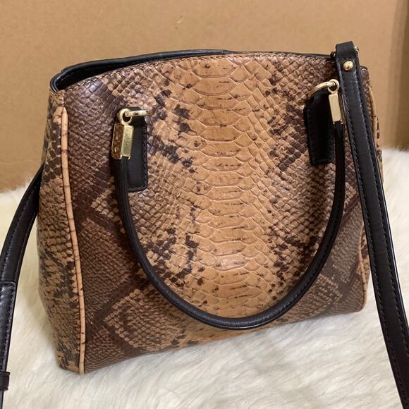 COACH Brown Snakeskin Embossed Leather MINETTA Satchel w/Long Strap F35271 - Picture 6 of 16